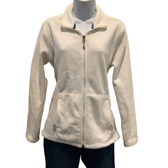 WHITE SIERRA WOMEN’S WHITE POLAR FLEECE FUL ZIP FRONT JACKET M - Picture 1 of 9